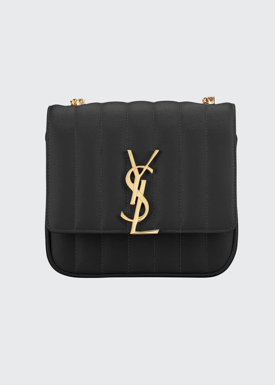 Image 1 of 1: Vicky Small YSL Monogram Quilted Crossbody Bag