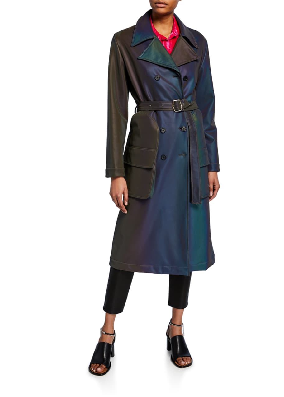 Iridescent trench coat cheap