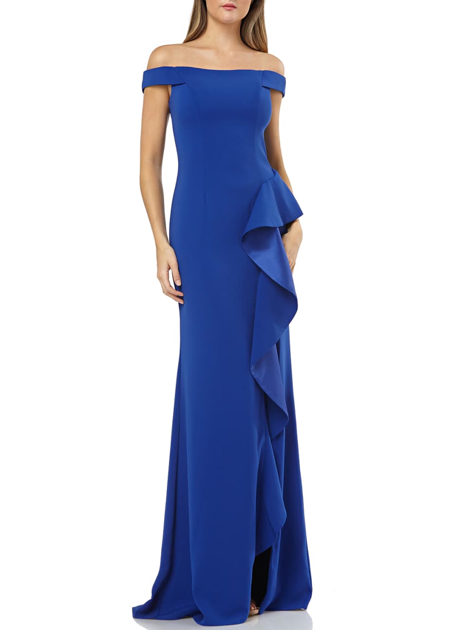 Carmen marc valvo shop infusion cascading ruffle gown