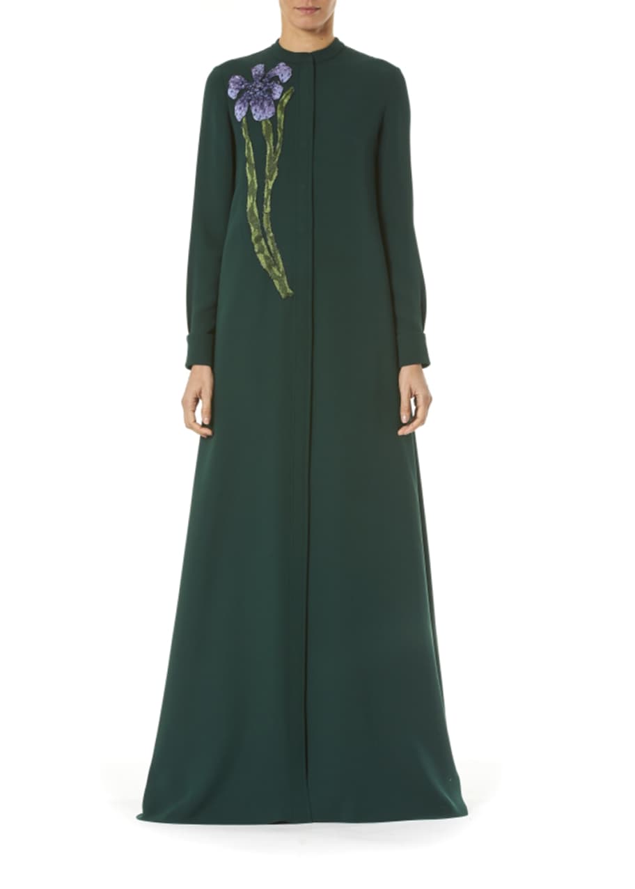 Floral Embroidered Silk Caftan