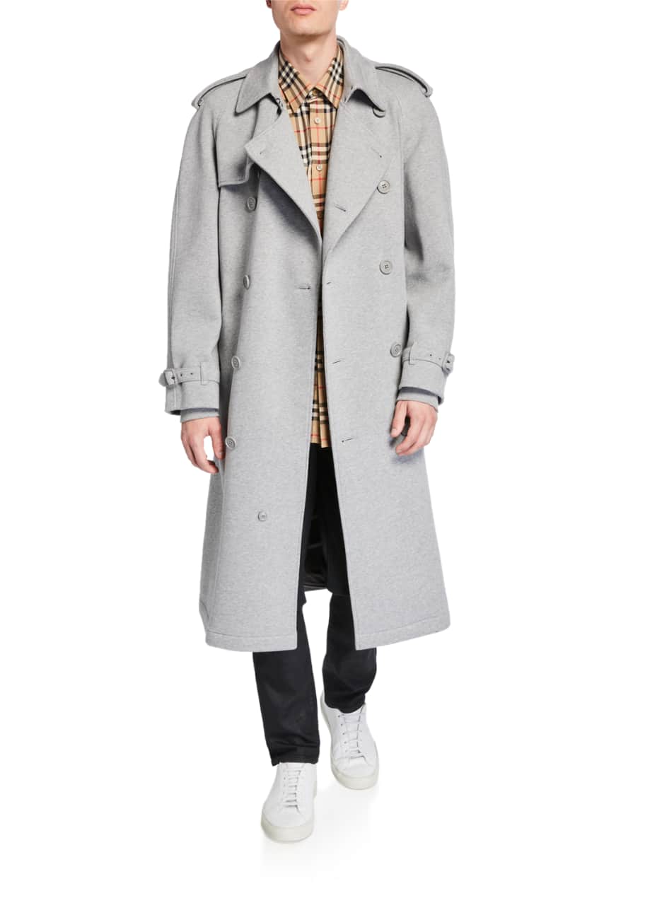 Men s Double Breasted Jersey Trench Coat