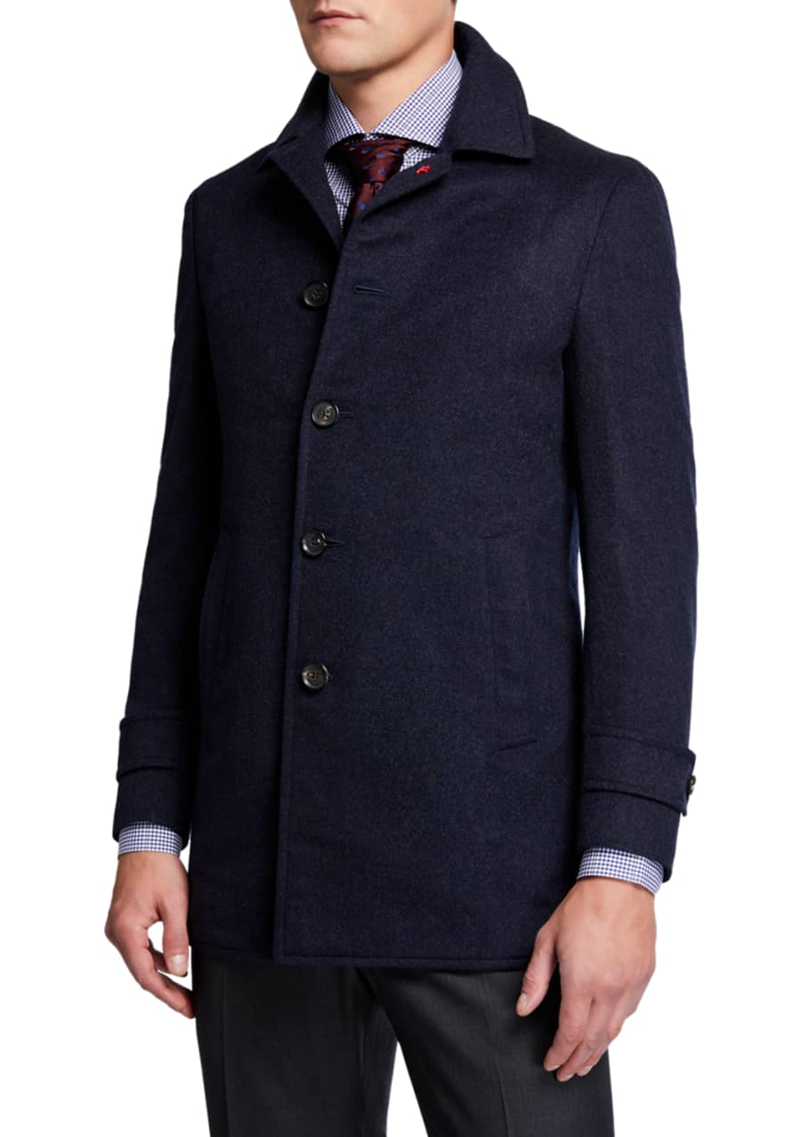 Image 1 of 1: Men's Solid Cashmere Coat