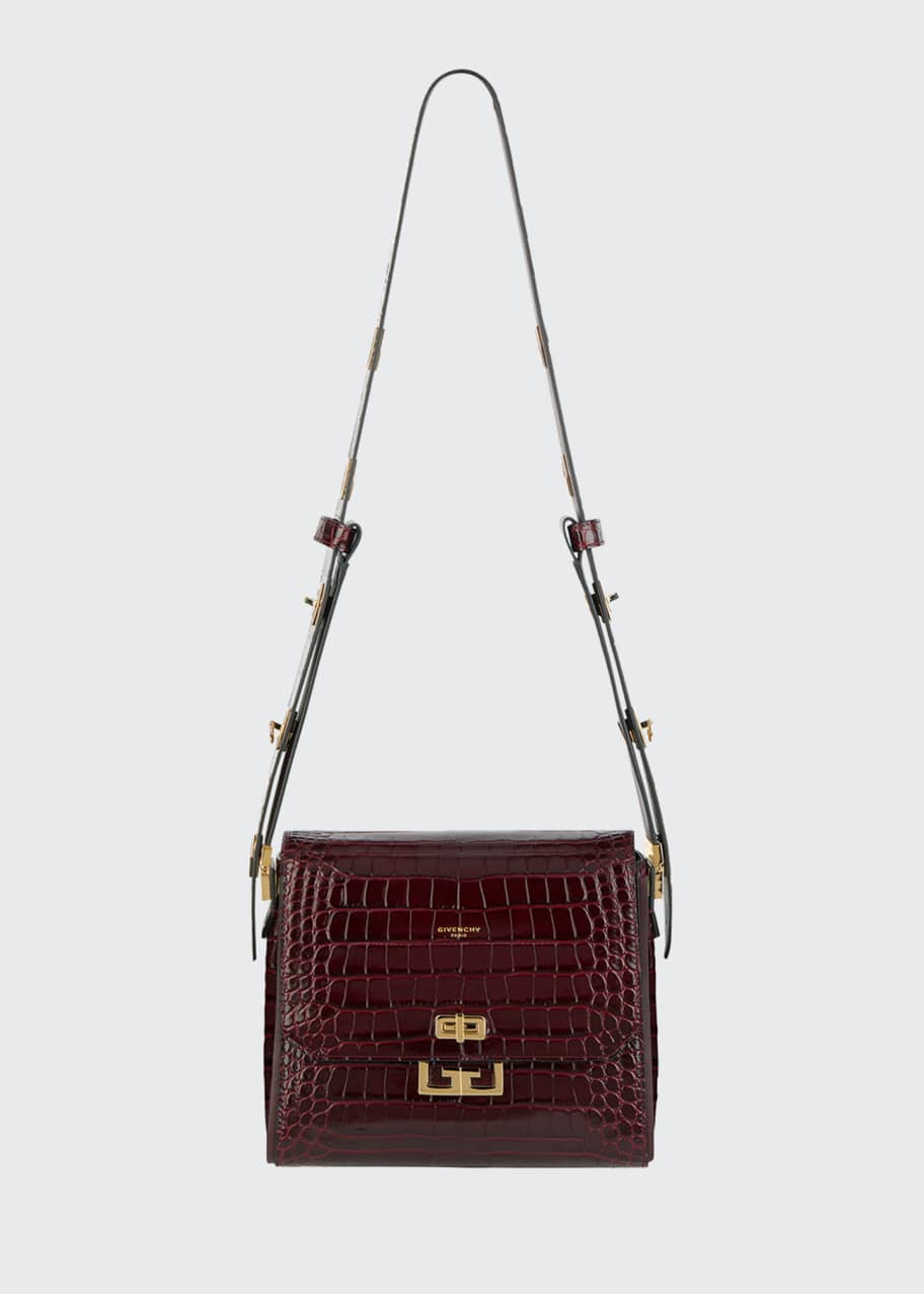 Eden Medium Croc Embossed Shoulder Bag