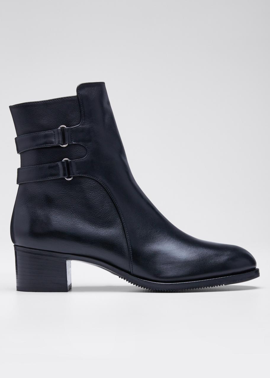 Gravati Leather Double-Buckle Booties - Bergdorf Goodman display picture 1