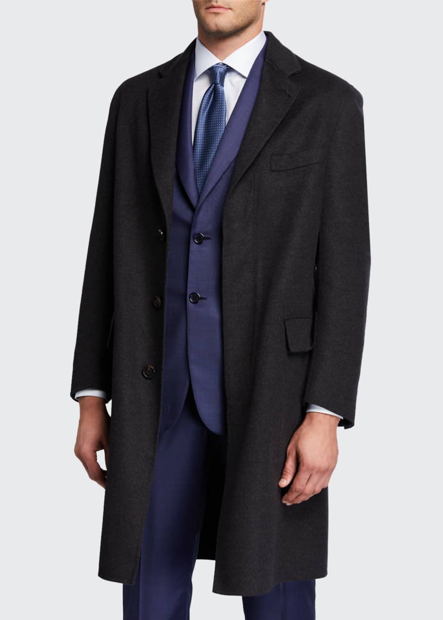 Image 1 of 1: Men's Double-Face Knit Unlined Topcoat