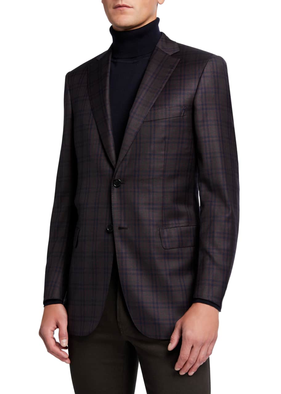 Image 1 of 1: Men's Gingham Check Two-Button Jacket