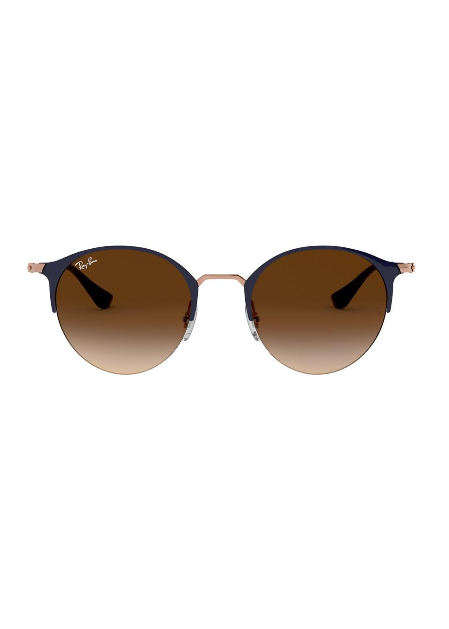 Ray-Ban Round Semi-Rimless Acetate/Metal Brow-Line Sunglasses ...
