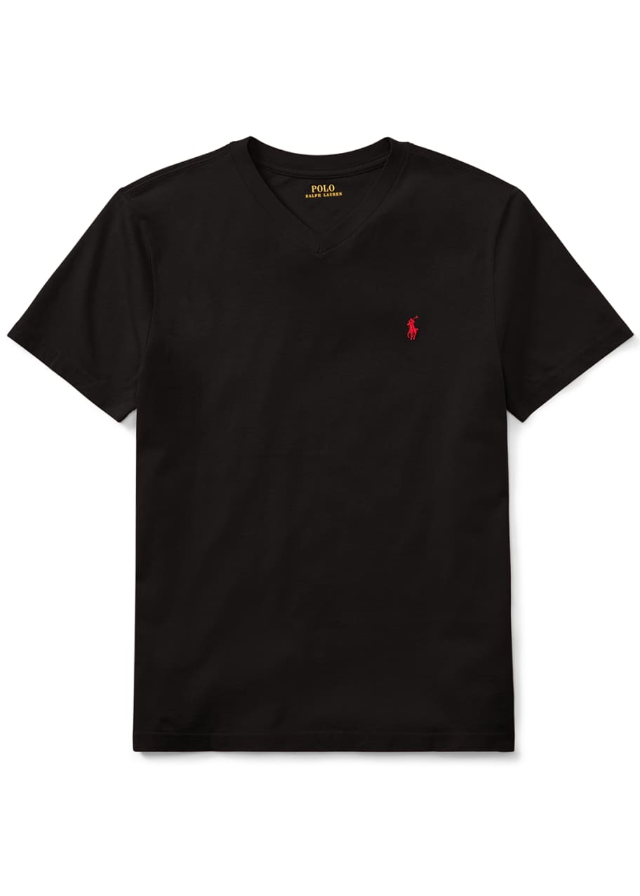 Image 1 of 1: Short-Sleeve Jersey V-Neck T-Shirt, Size S-XL