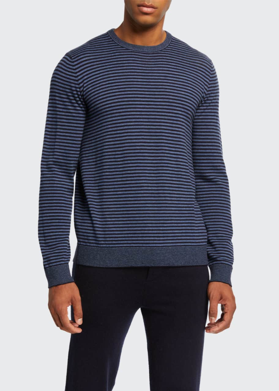 Image 1 of 1: Men's Striped Wool Crewneck Sweater