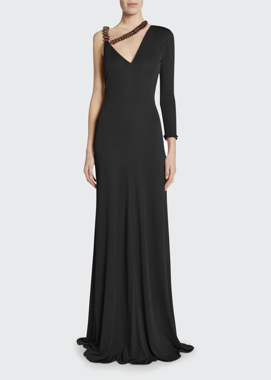 TOM FORD OneSleeve ChainStrap Jersey Gown Bergdorf Goodman