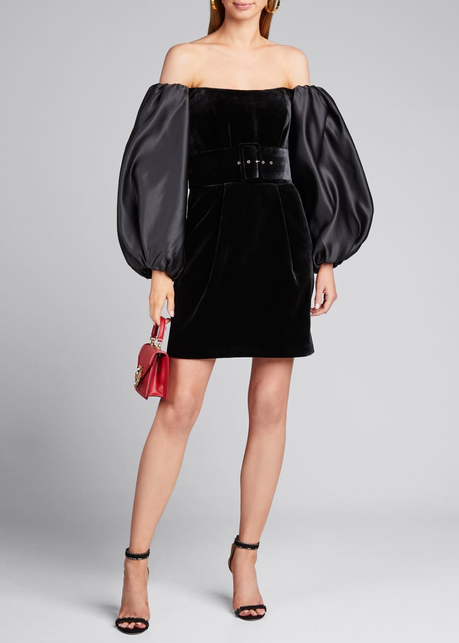 rasario off the shoulder dress Rasario Off-The-Shoulder Draped Corset Satin Gown
