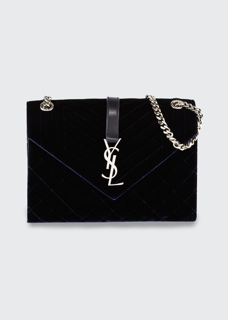Saint Laurent V Flap Monogram YSL Medium Tri Quilt Velvet Shoulder Bag Bergdorf Goodman