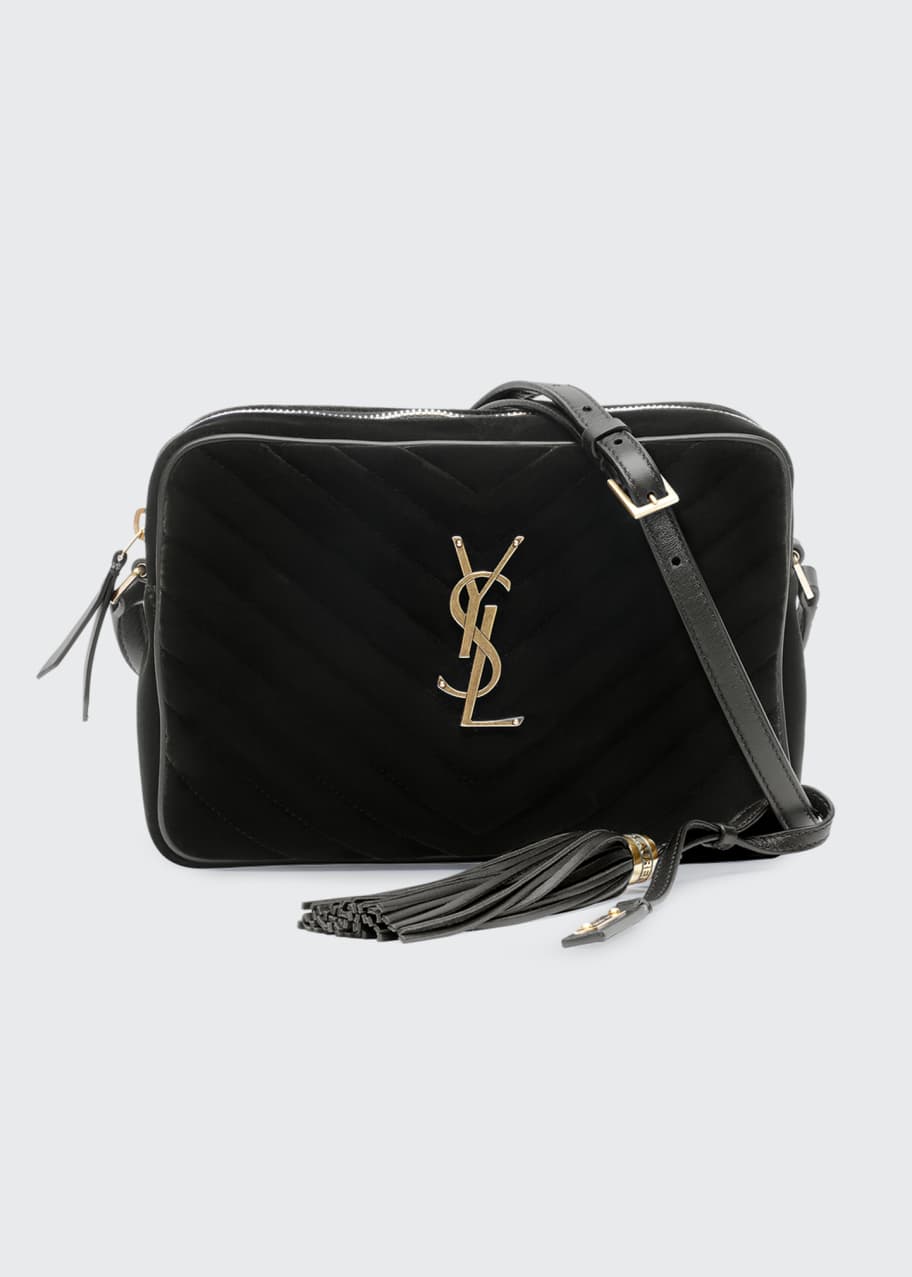 Lou Medium YSL Monogram Quilted Velvet Crossbody Bag