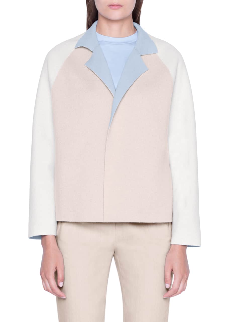 Image 1 of 1: Cashmere Colorblocked Open-Front Reversible Jacket