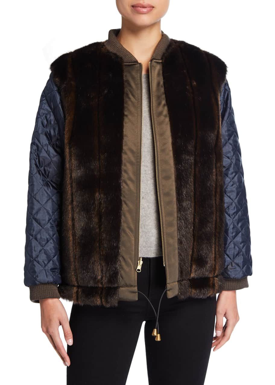 Reversible Faux-Fur Swing Bomber Jacket