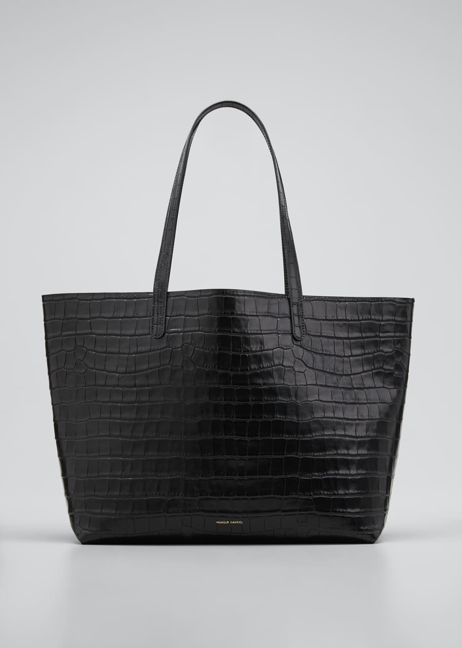 Image 1 of 1: Large Crocodile-Embossed Tote Bag