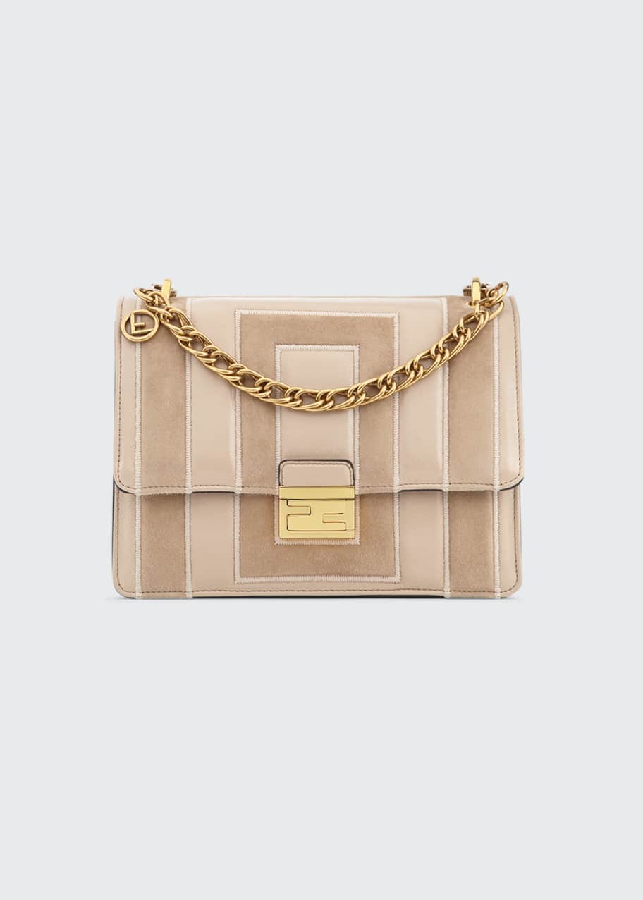 Fendi Kan U Embossed Shine and Suede Shoulder Bag Bergdorf Goodman