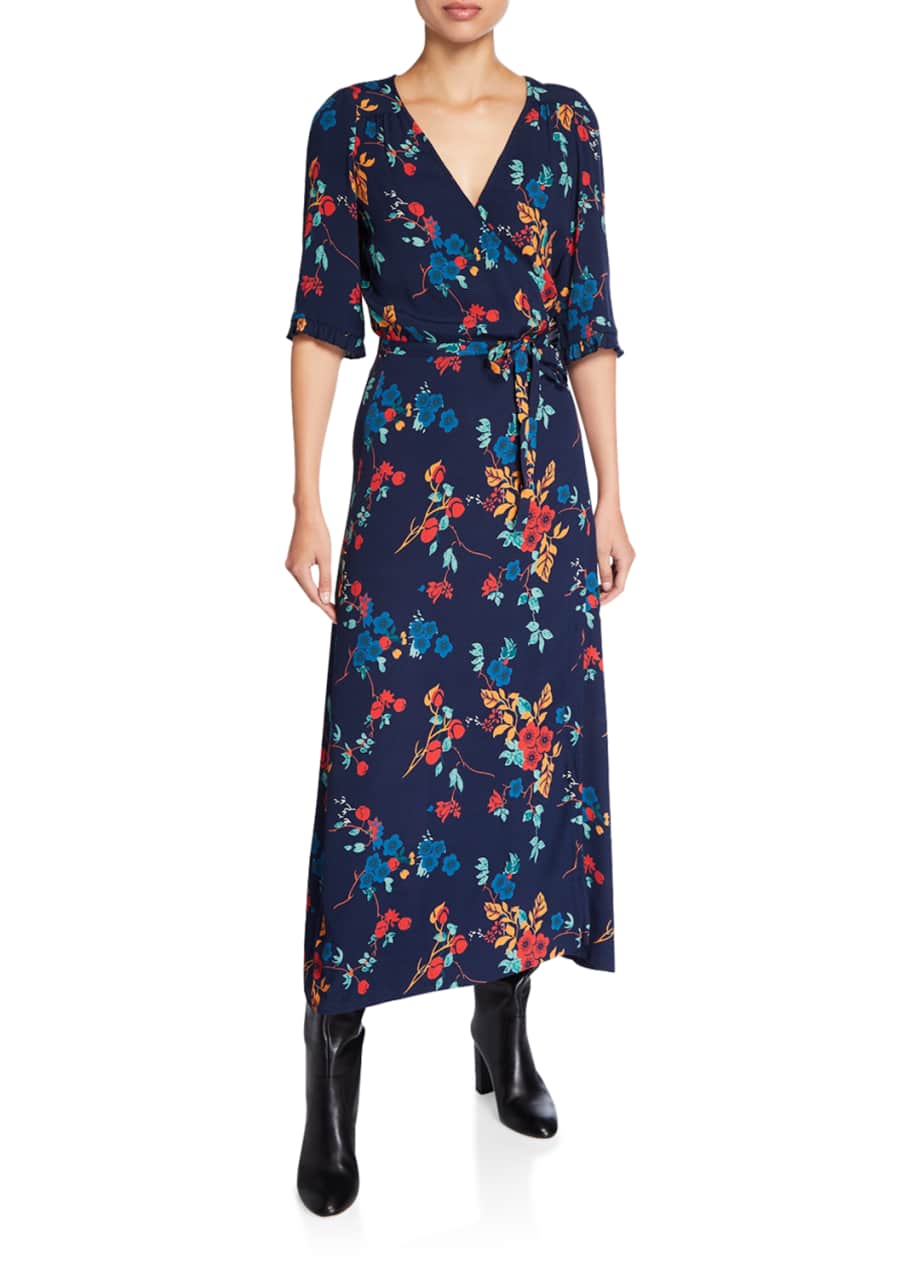● I AM MARI ● Flory Shirring Twal Wrap Dress chz25450md_black__floral_front.jpg