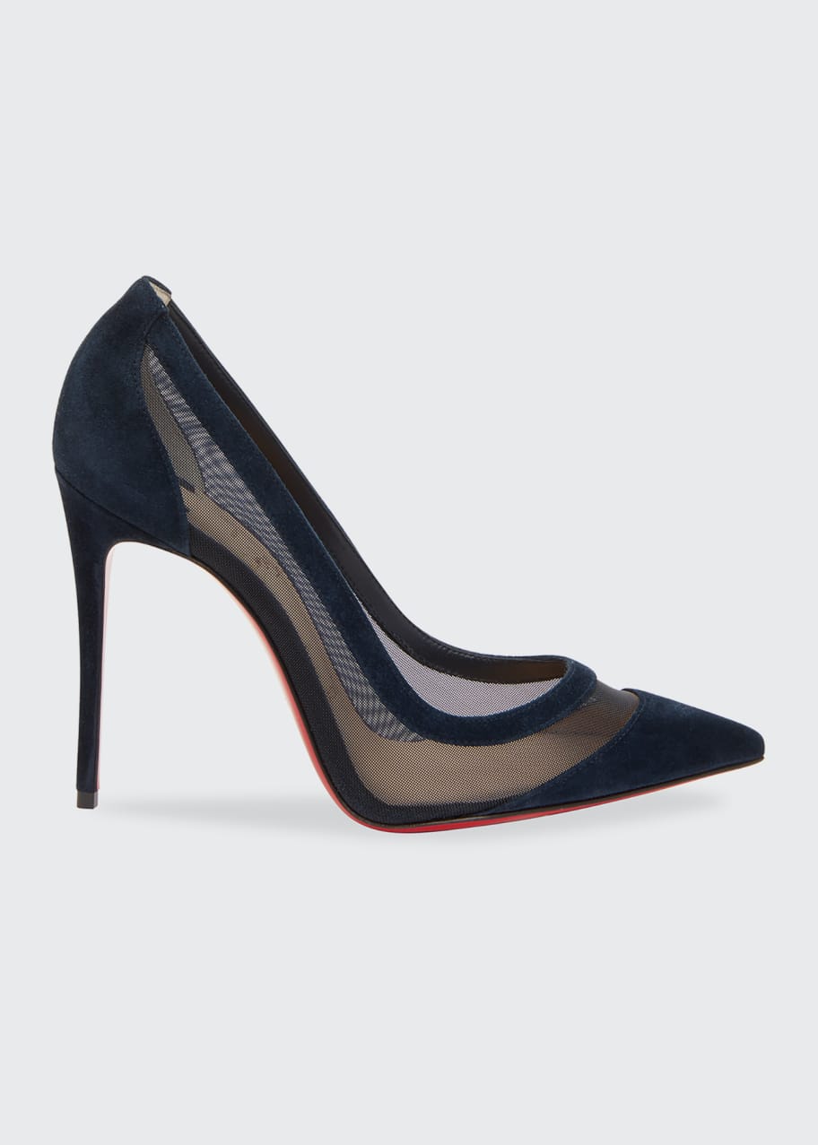 Image 1 of 1: Galativi Suede/Mesh Red Sole Pumps