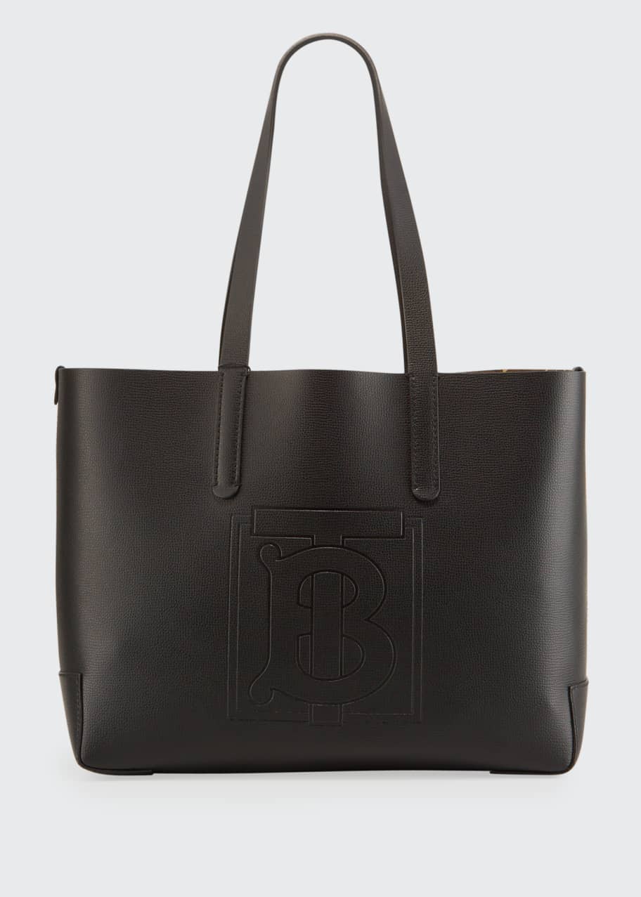 Burberry Black Leather Medium TB Embossed Internal Monogram Tote Burberry