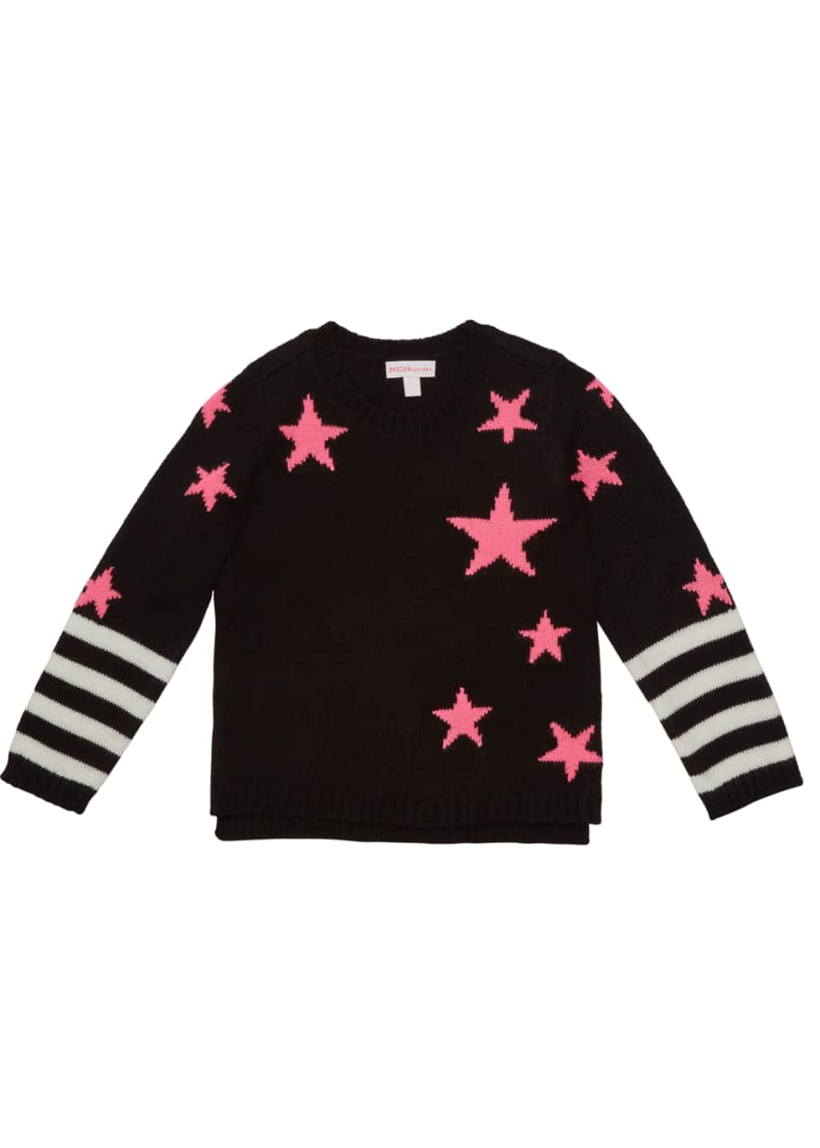 Image 1 of 1: Girl's Star Striped Sweater, Size 2-6X
