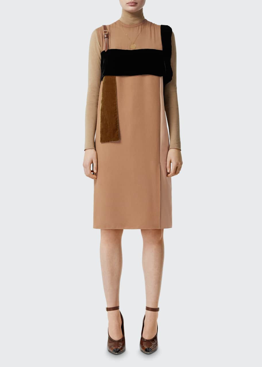 Burberry Leather-Strap Chiffon Mix Dress - Bergdorf Goodman