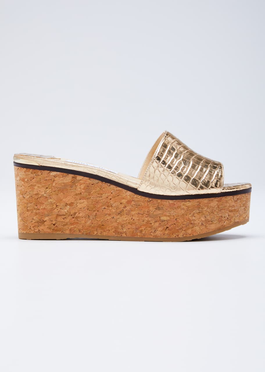 Image 1 of 1: Deedee Metallic Cork Platform Sandals