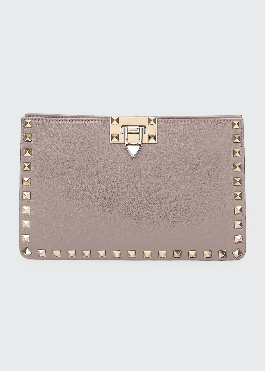 Image 1 of 1: Rockstud Lux Buffalo Leather Clutch Bag