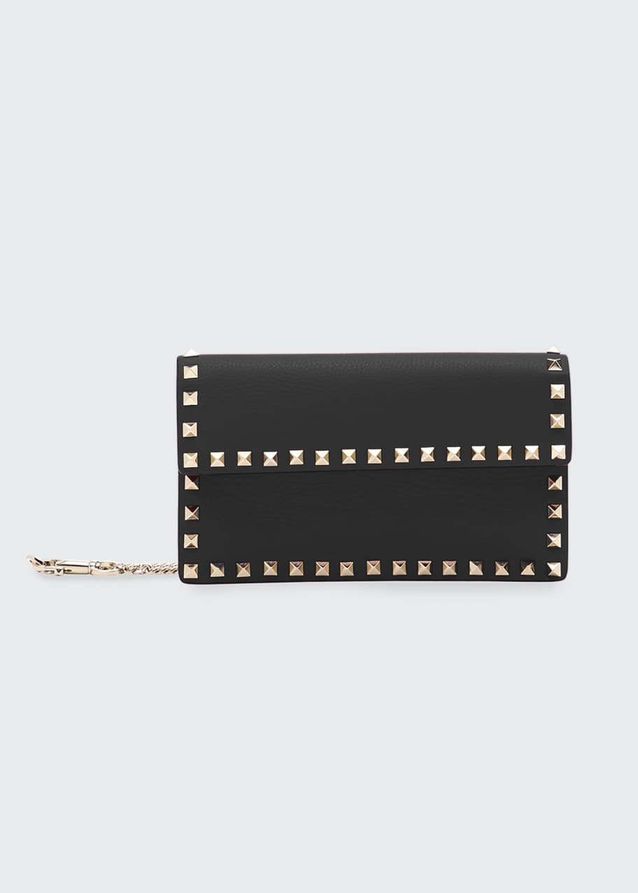 Image 1 of 1: Rockstud Leather Continental Wallet on Chain