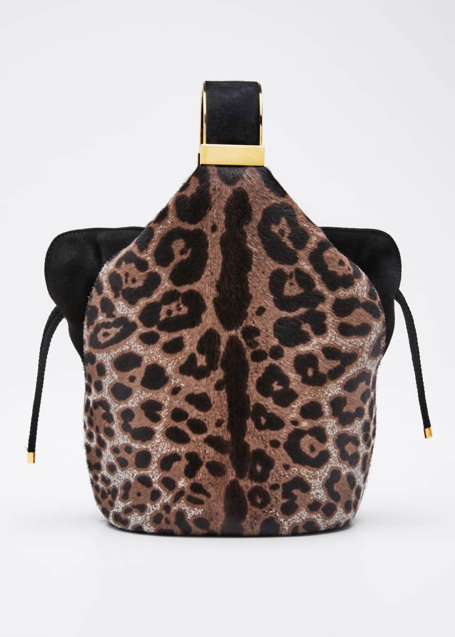 Image 1 of 1: Kit Snow Leopard Calf Hair Bucket Bag