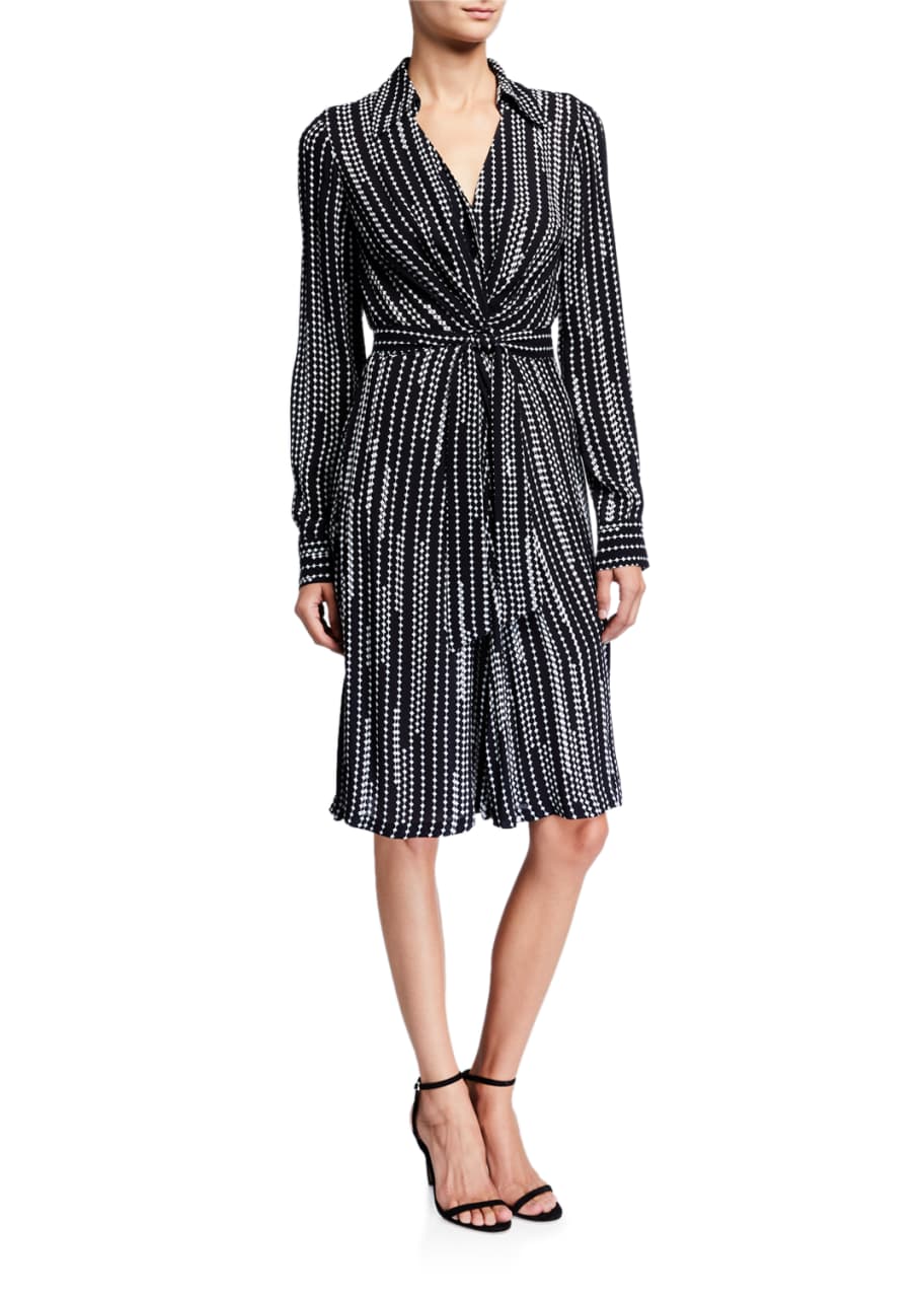 Elie Tahari Saxon Geometric Stripe Long-Sleeve Belted Wrap Dress - Bergdorf  Goodman