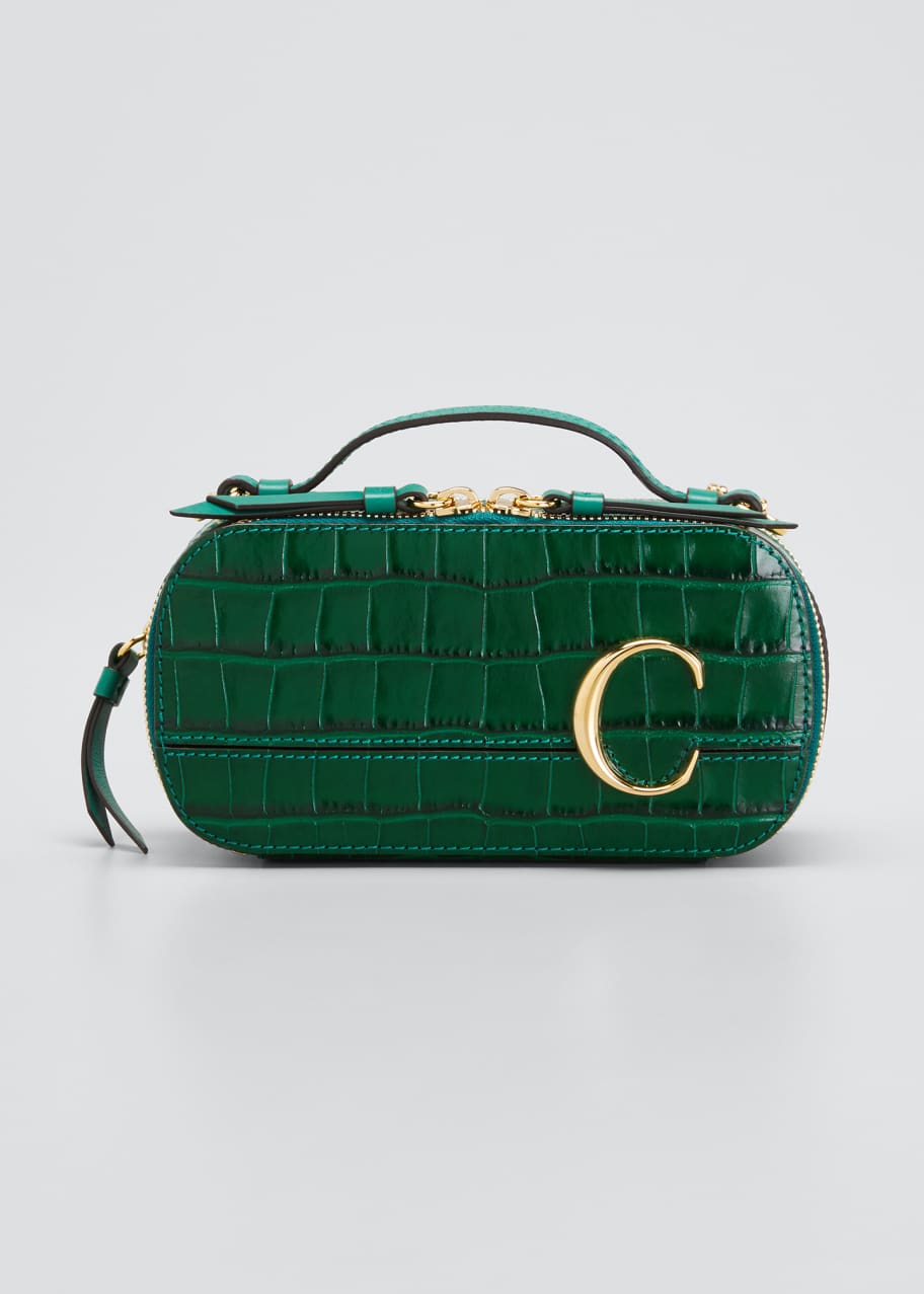 Image 1 of 1: C Crocodile-Embossed Multi-Compact Crossbody Bag