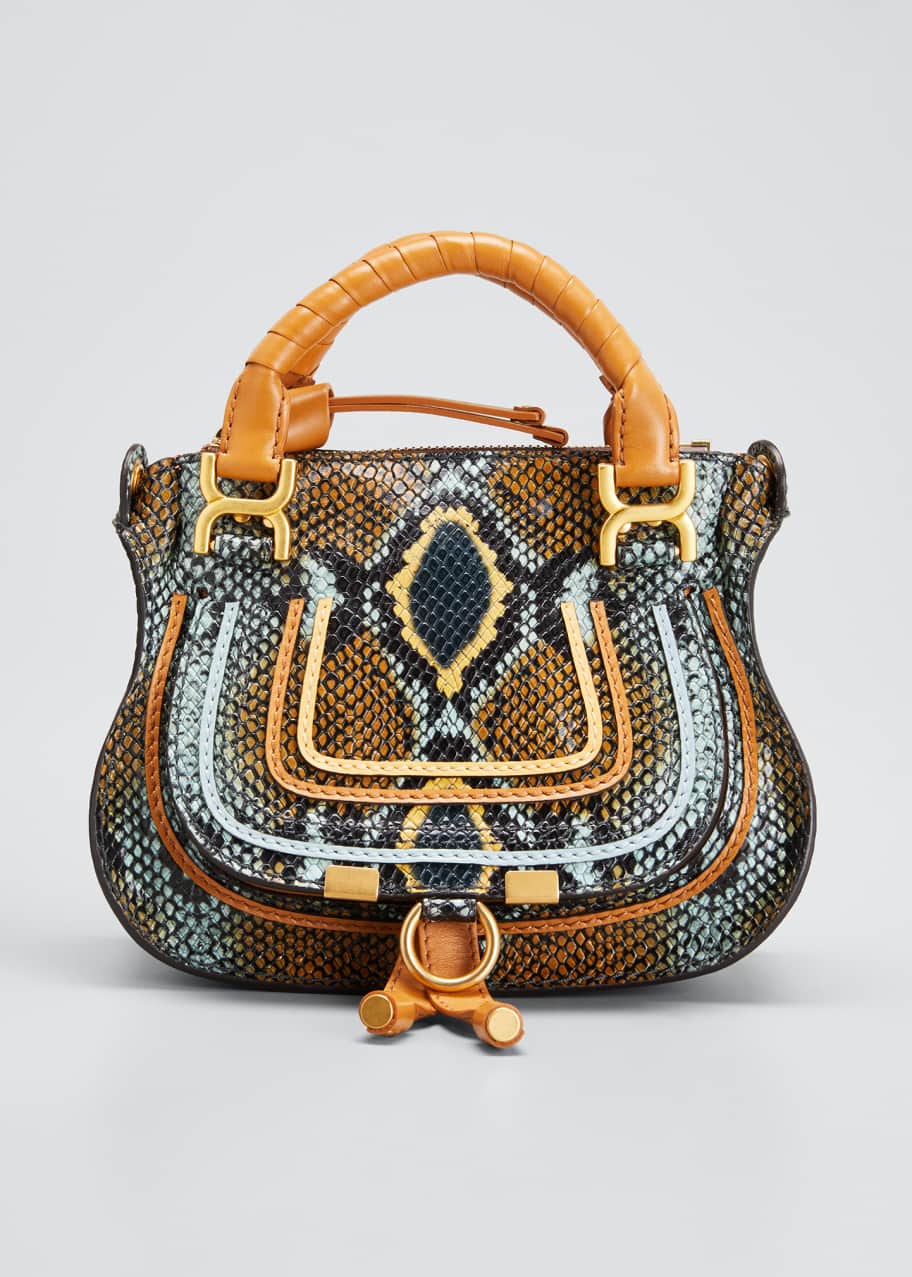 Image 1 of 1: Marcie Mini Python-Embossed Double-Carry Satchel Bag