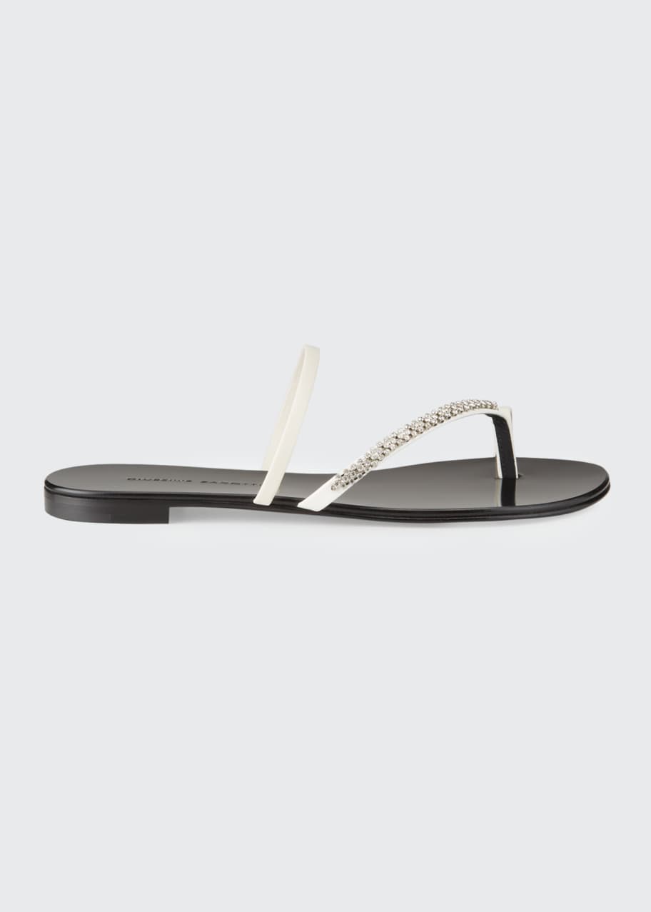 Image 1 of 1: Crystal-Embellished Flat Toe-Ring Sandals
