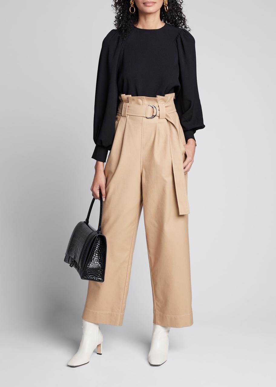 Ganni Belted Paperbag Chino Pants 