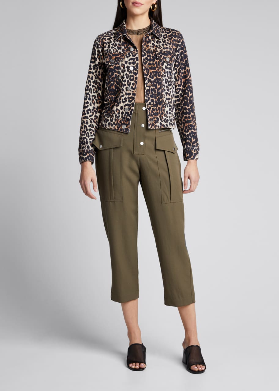 Leopard-Print Denim W/ Zippers