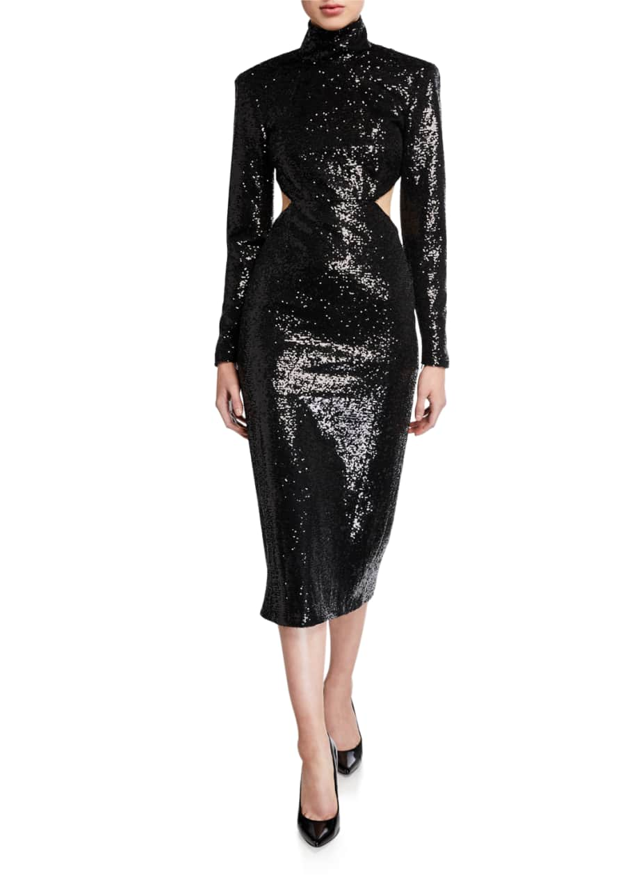 Cinq a Sept Daniela Cutout Sequined High-Neck Dress - Bergdorf Goodman