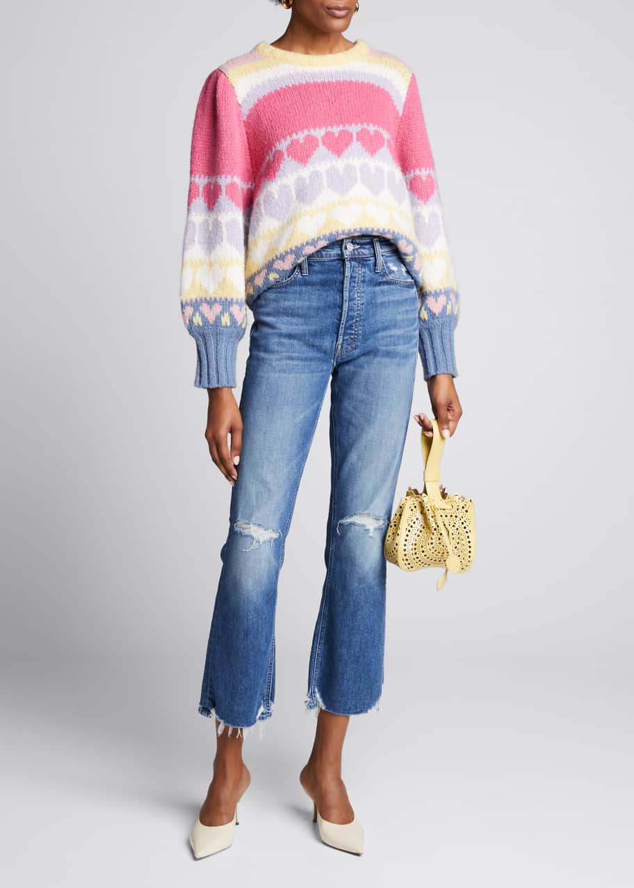 LoveShackFancy Shirelle Heart Intarsia Pullover Sweater Bergdorf