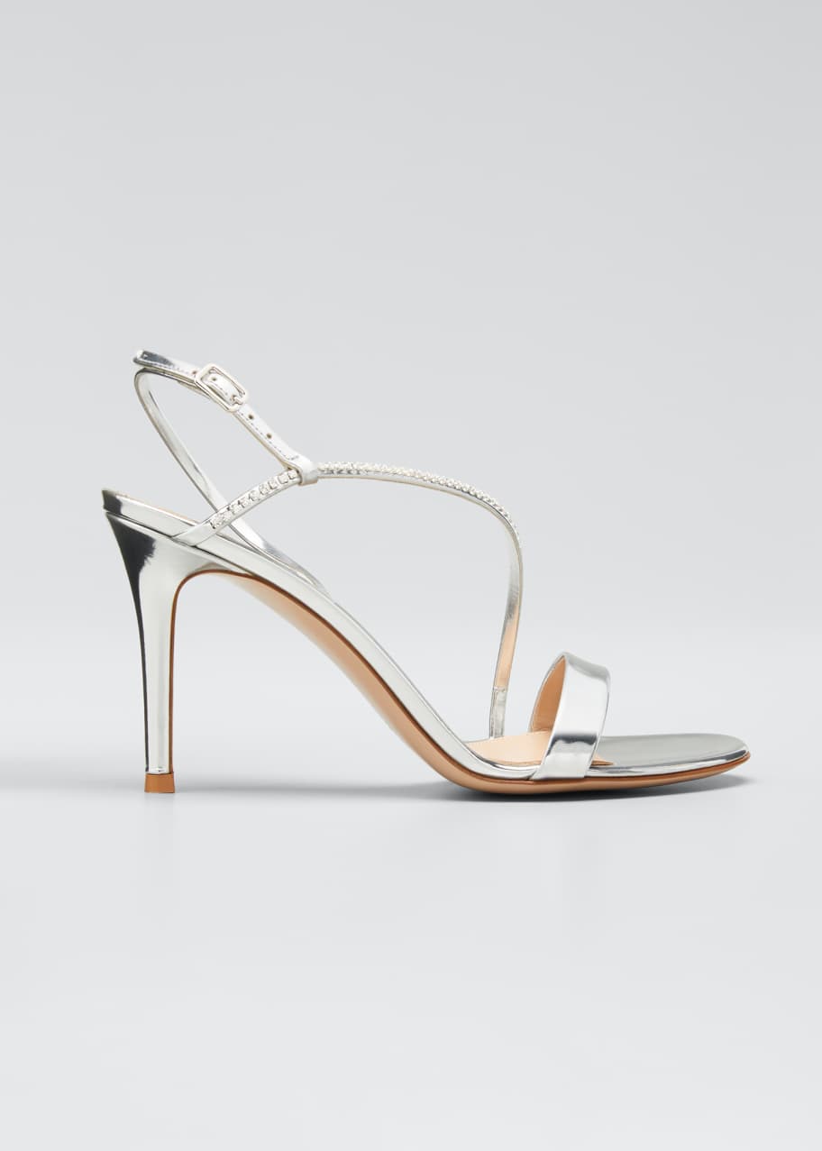 Gianvito Rossi Shimmery Studded Metallic Asymmetric Sandals - Bergdorf ...
