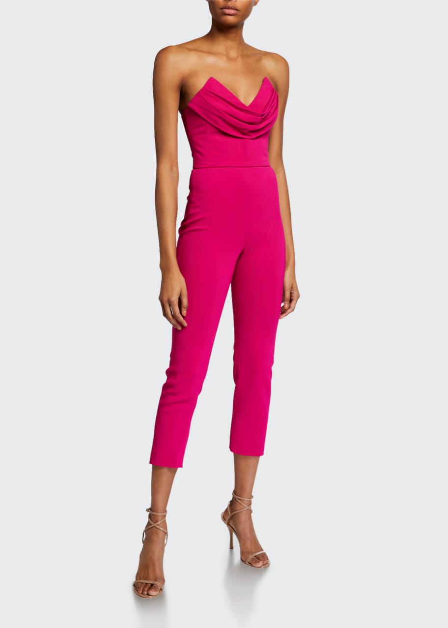Image 1 of 1: Silk Strapless Fitted Crop Jumpsuit