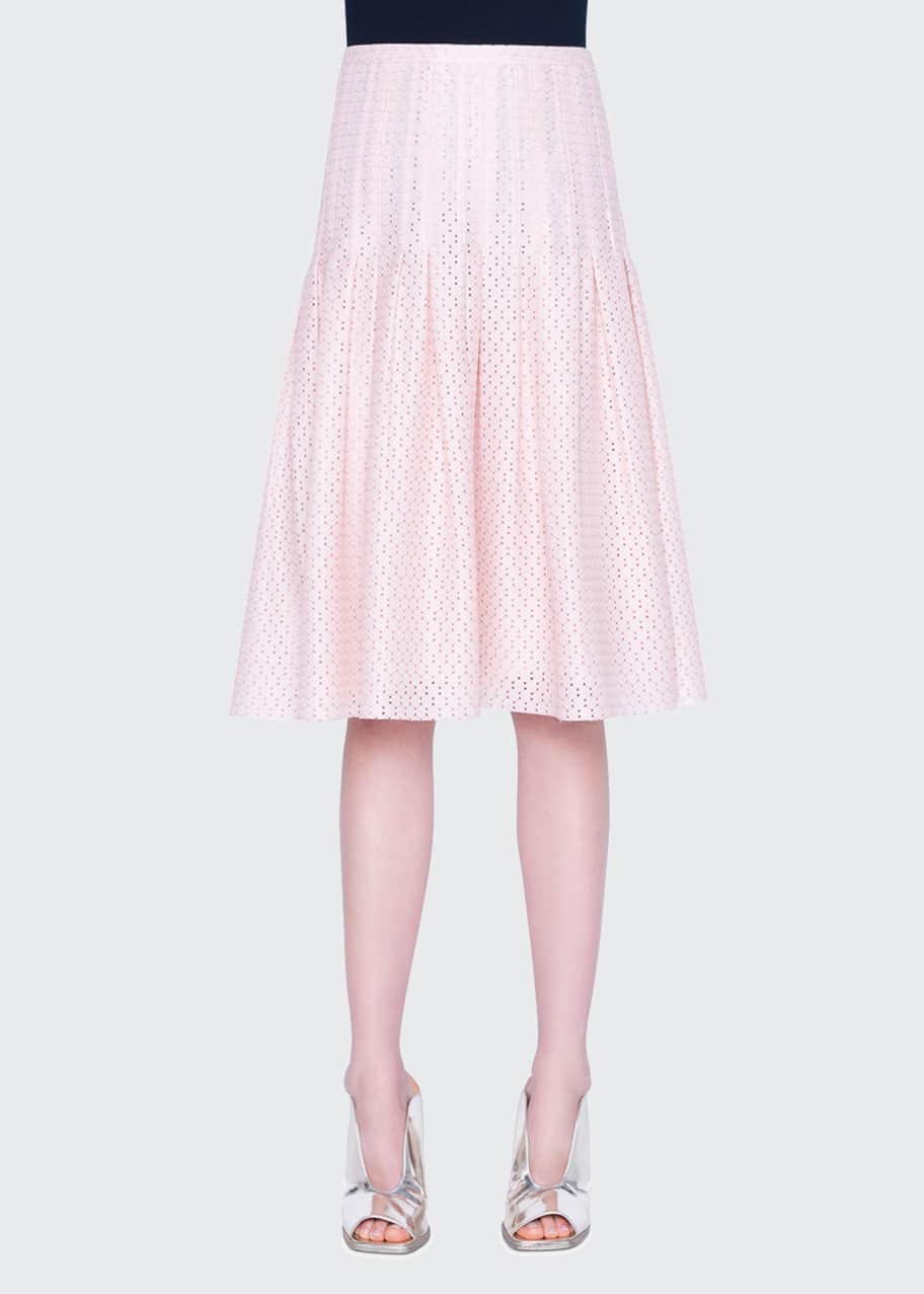 Image 1 of 1: Tiered Eyelet Lace Midi Skirt