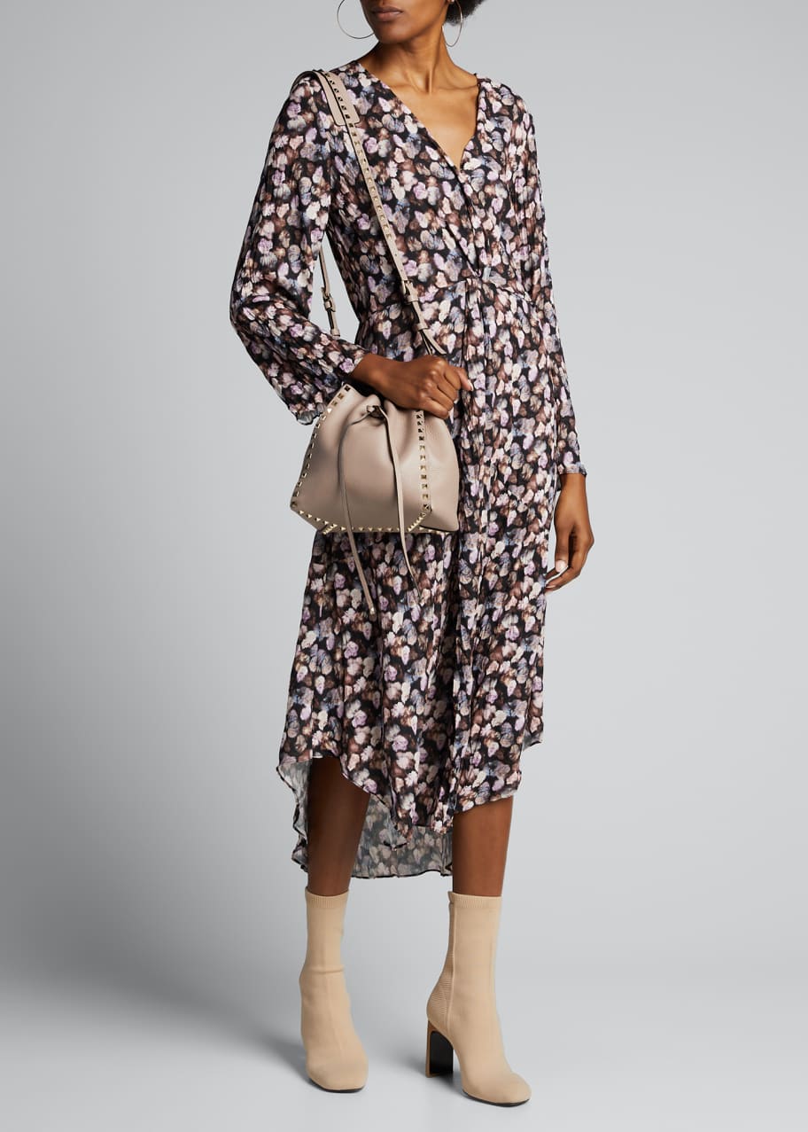 Vince Micro Painted Floral Twist Drape Midi Dress - Bergdorf Goodman