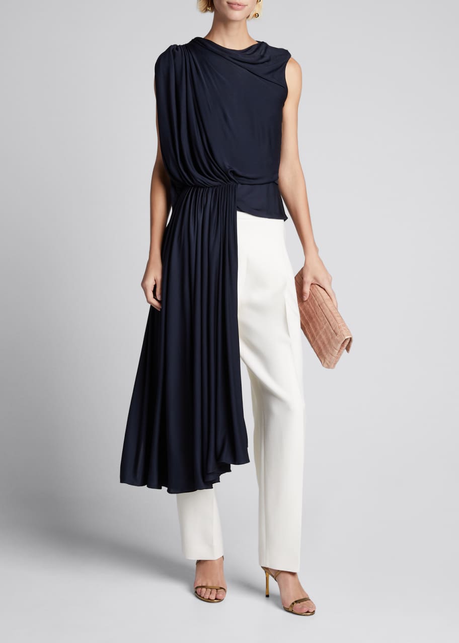 Image 1 of 1: Asymmetric Side Draped Jersey Tank