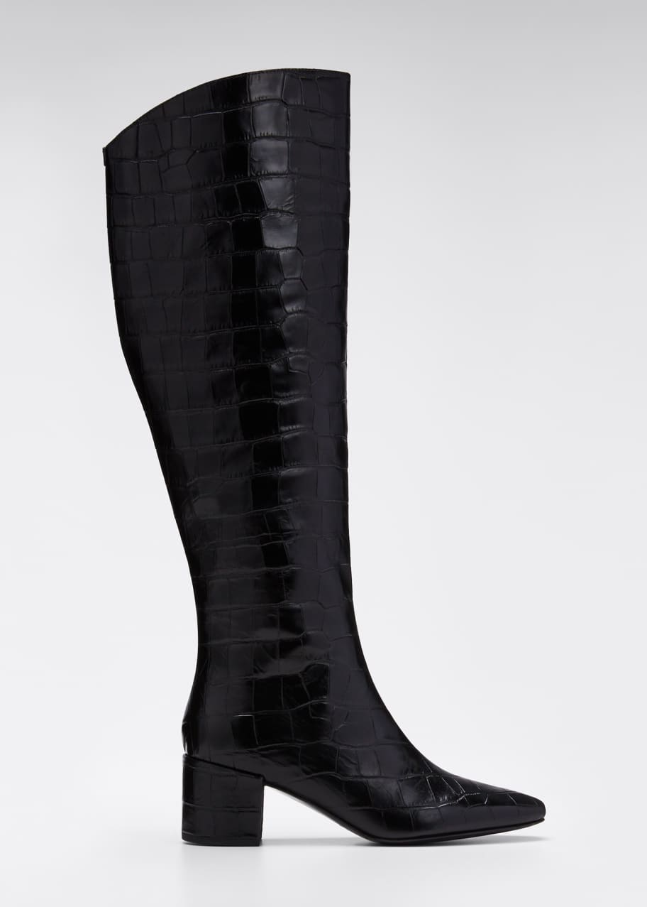 Sigerson Morrison Paislee 65mm Croc Embossed Leather Boots