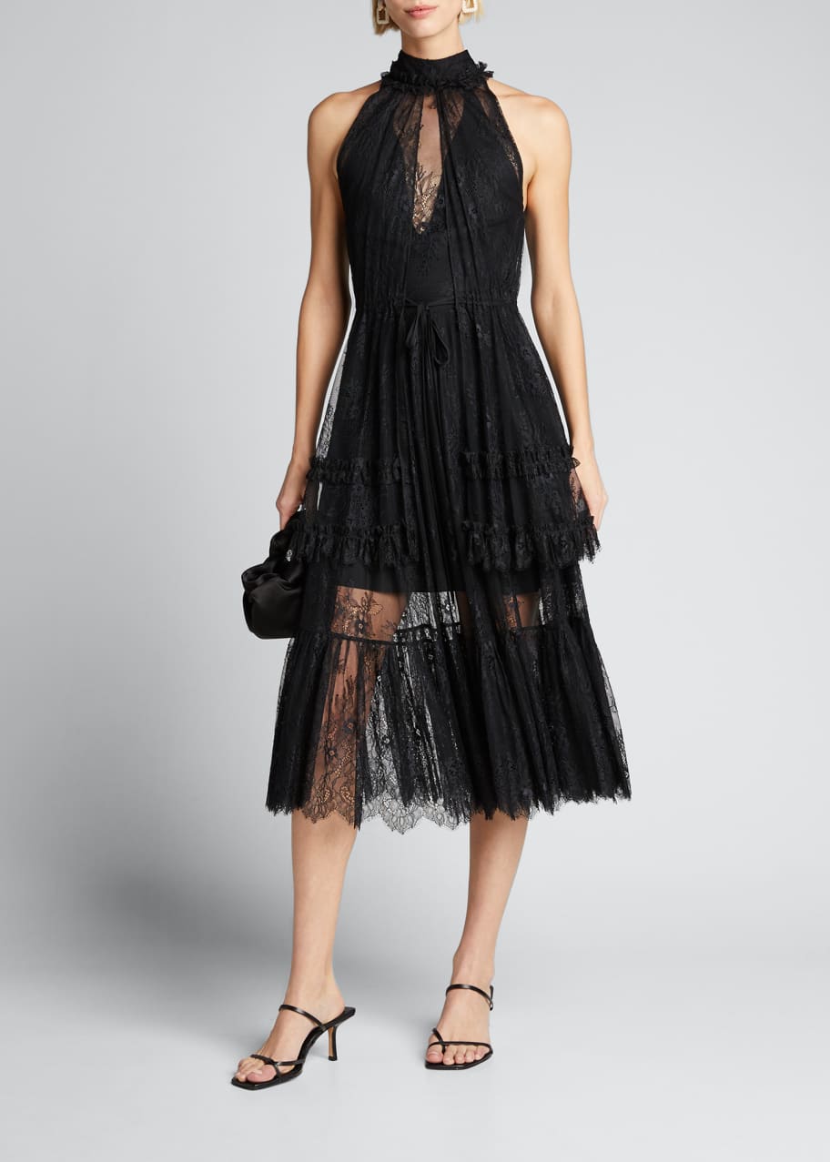 Alexis Magdalina Pleated Lace Halter Cocktail Dress - Bergdorf Goodman