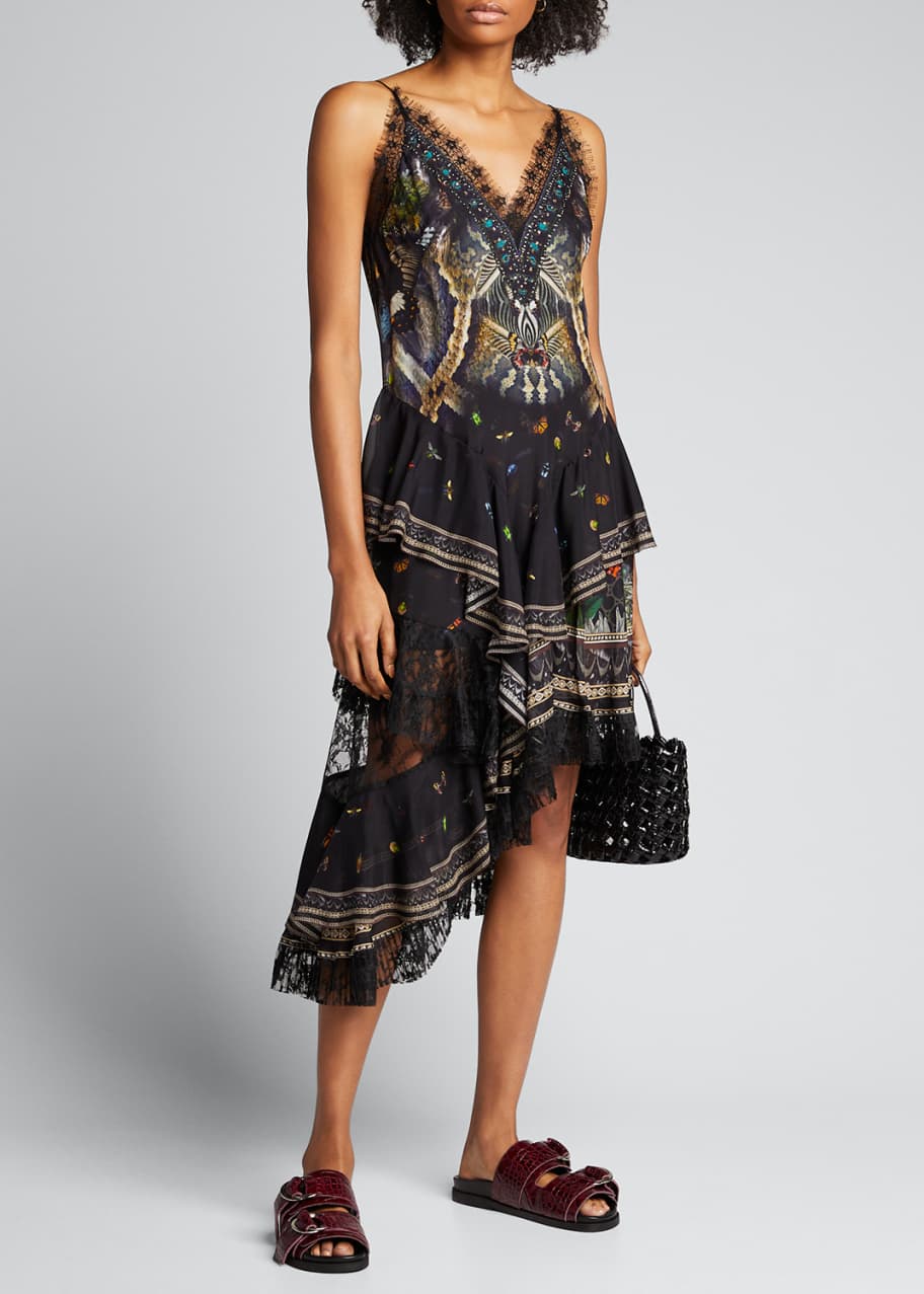 Image 1 of 1: Layered-Silk Asymmetric Dress