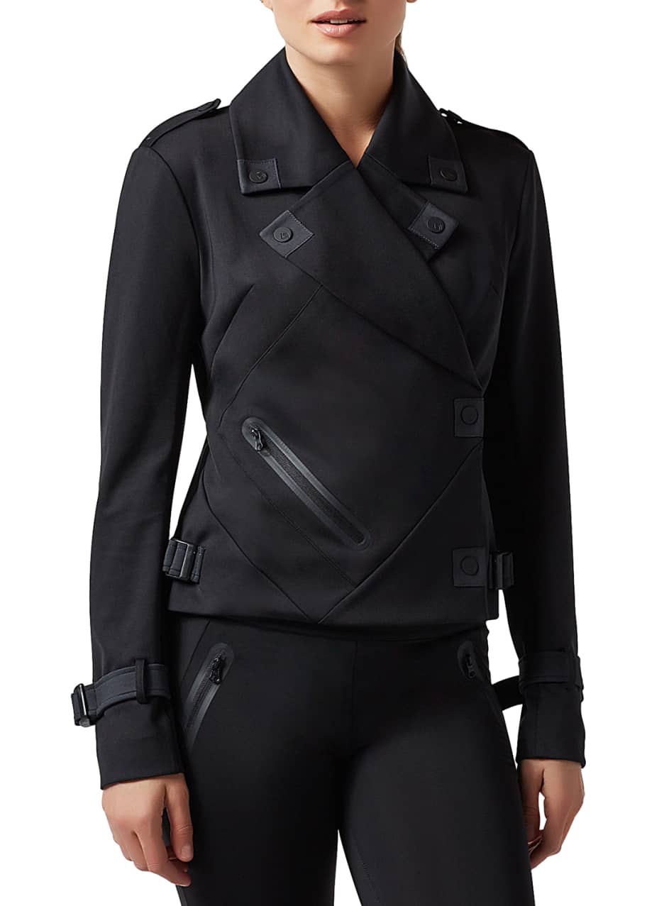 Blanc Noir Bonded Scuba Moto Jacket Bergdorf Goodman