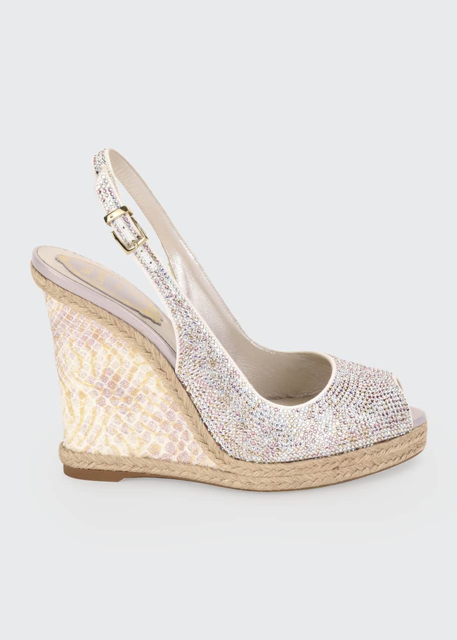 Image 1 of 1: Beaded Espadrille Wedge Sandals