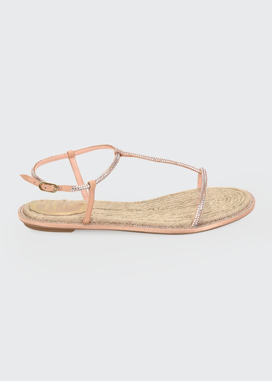 Image 1 of 1: Crystal-Strap Flat Thong Sandals