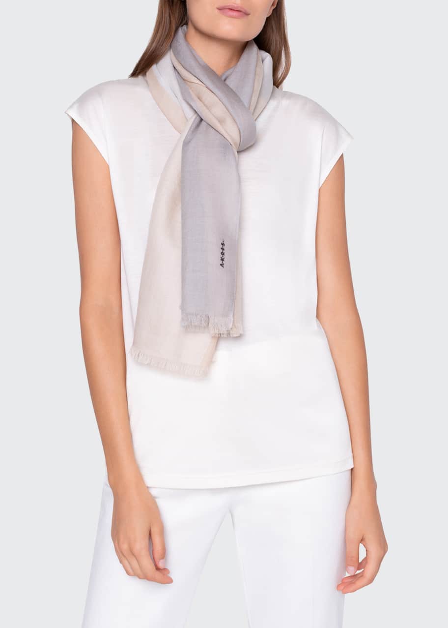Image 1 of 1: Colorblocked Cashmere Silk Scarf